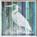 Heron with Blue Green Stripes | Wall Art Print on Real Wood