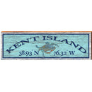 Kent Island, Maryland Latitude Longitude Wooden Sign | Wall Art Print on Real Wood | Blue Crab Nautical Coastal Beach Decor