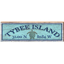 Tybee Island , Georgia Latitude Longitude Wooden Sign | Wall Art Print on Real Wood | Sea Turtle Coastal Nautical Beach Decor