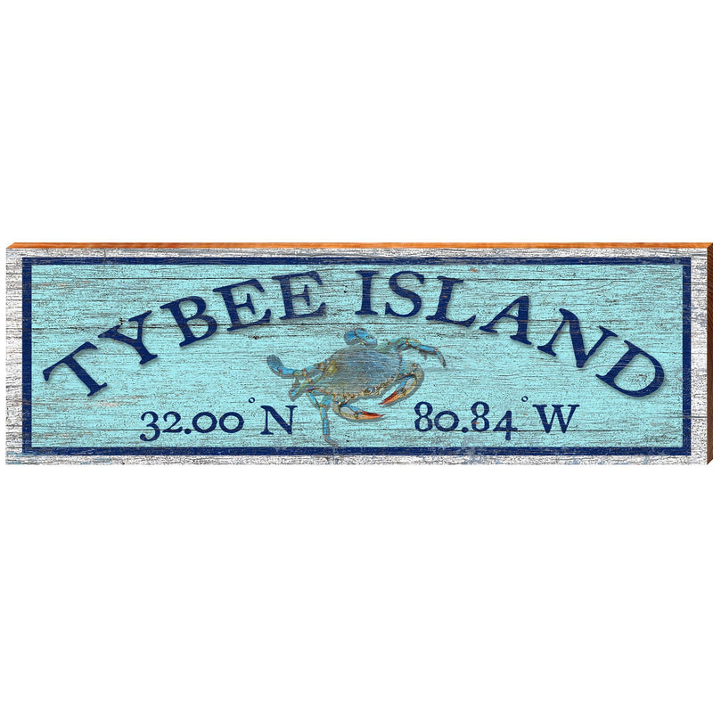 Tybee Island, Georgia Latitude Longitude Wooden Sign | Wall Art Print on Real Wood | Nautical Coastal Beach Decor