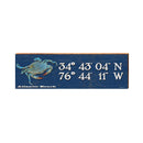 Atlantic Beach Blue Crab Navy Latitude Longitude | Wall Art Print on Real Wood