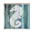 Sea Horse Blue Boards | Wall Art Print on Real Wood