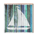 Sailboat Blue Stripes | Wall Art Print on Real Wood