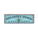 Pine Knoll Shores Sea Turtle Blue Latitude Longitude | Wall Art Print on Real Wood
