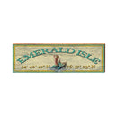 Emerald Isle Mermaid Teal/Yellow Latitude Longitude | Wall Art Print on Real Wood