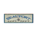 Beaufort Compass Blue/Yellow Latitude Longitude | Wall Art Print on Real Wood