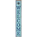 Welcome Compass Blue | Wall Art Print on Real Wood