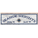 Seaside Heights Compass White Latitude Longitude | Wall Art Print on Real Wood