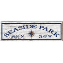 Seaside Park Compass Latitude Longitude | Wall Art Print on Real Wood