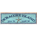 Ocracoke Island Starfish Blue Latitude Longitude | Wall Art Print on Real Wood