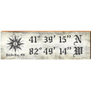 Put-In-Bay White Latitude Longitude | Wall Art Print on Real Wood