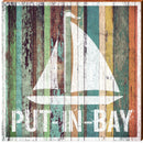 Put-In-Bay Sailboat Colorful Boards | Wall Art Print on Real Wood