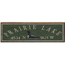 Prairie Lake Latitude Longitude Sign | Wall Art Print on Real Wood