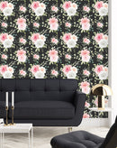 Stylish Dark Wallpaper with Roses Chic