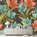 Modish Grey Wallpaper with Tulips Smart