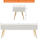 Modern Bed Bench Ottoman with White Ivory PU Leather Seat and Gold Metal Legs