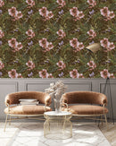 Voguish Dark Green Wallpaper with Flowers Vogue
