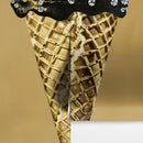 Glamour Room Decor. Gold Ice Cream Cone and Diamonds Wallpaper Mural.