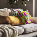 Lime Green and Magenta Ikat Print Pillow