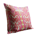 Light Pink Ikat Print Pillow with Yellow Stripe
