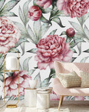 Stylish Pink Peonies Wallpaper Contemporary