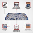 Decorative Tray Alhambra Azul Pattern Bone & Resin Inlay Collection in 2 Sizes