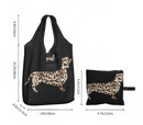 Leopard Foldable Dachshund Shopping Bag