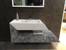 Imperial White and Tundra Gray Marble Designer Wall-mount Bathroom Sink (W)18" (L)32" (H)24" bathroom view