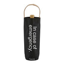 In Case Of Emergency Black Wine Bottle Bag | Gloss Black Tote | Holds Standard Wine Bottle for Gifting