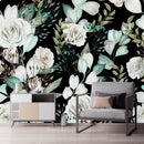 White Roses on Dark Wallpaper