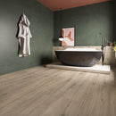 SPC Vinyl Rigid Core 9" Width 60" RL, 7mm Thick, 5.5mm IXPE Iris Desert Zephyr Floors - Mazzia Collection Product shoot washroom view 1