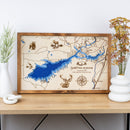 Island Park Reservoir Topo Map Sign | Laser Engraved & Framed Wall Art