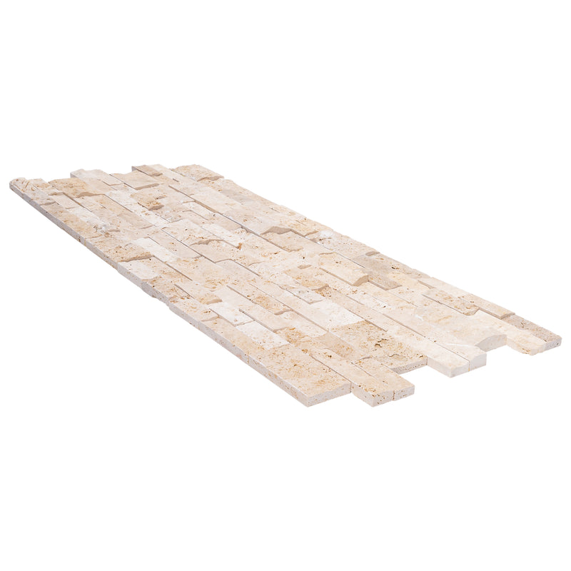 Ivory Ledger 3D Panel 6"x24" Natural Travertine Wall Tile - Full Truckload multiple profile view