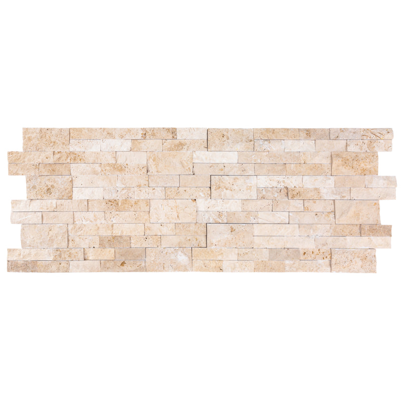 Ivory Ledger 3D Panel 6"x24" Natural Travertine Wall Tile - Full Truckload multiple top view