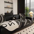 Abstract Art Sofa Cover with Wave Edge, Non Slip Couch Cover for Stylish Homes