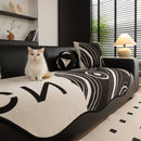 Abstract Art Sofa Cover with Wave Edge, Non Slip Couch Cover for Stylish Homes