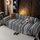Cozy Decorative Throw Blanket for Couches, Boho Plush Woven Sofa Cover with Stripes