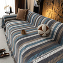 Cozy Decorative Throw Blanket for Couches, Boho Plush Woven Sofa Cover with Stripes