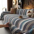 Cozy Decorative Throw Blanket for Couches, Boho Plush Woven Sofa Cover with Stripes