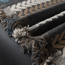 Cozy Decorative Throw Blanket for Couches, Boho Plush Woven Sofa Cover with Stripes