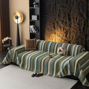 Cozy Decorative Throw Blanket for Couches, Boho Plush Woven Sofa Cover with Stripes