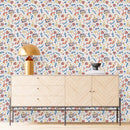 Light Wallpaper with Blue Floral Pattern