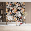 Voguish Dark Wallpaper with Flowers