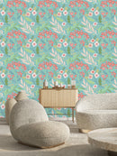 Modish Blue Floral Wallpaper Fashionable