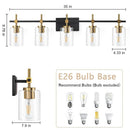 Jasper Modern Clear Glass 5-Light Bathroom Vanity Light