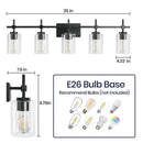 Jasper Modern Brushed Nickel & Black Clear Glass 5-Light Bathroom Linear Vanity Light