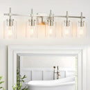 Jasper Modern Brushed Nickel & Black Clear Glass 5-Light Bathroom Linear Vanity Light