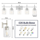 Jasper Modern Brushed Nickel & Black Clear Glass 5-Light Bathroom Linear Vanity Light