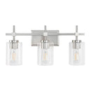Jasper 3-Light Modern Clear Glass Bathroom Vanity Light, Black & Nickel