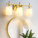 Jasper Gold Modern Frosted Glass 3-Light Bathroom Vanity Light